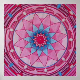 Poster Mandala rose de fleur