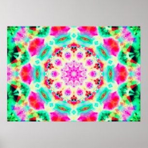 Poster Mandala rose et vert lumineux