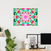 Poster Mandala rose vif et vert (Bureau à domicile)