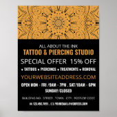 Poster Mandala Symbole, Tatouage & Corps Piercing Studio (Devant)