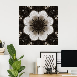 Poster Mandala Texturé Marron et Crème Tourbillonnant