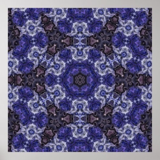 Poster Mandala Tourbillon Indigo Profond avec Motifs Flui (Devant)