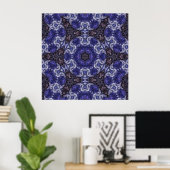 Poster Mandala Tourbillon Indigo Profond avec Motifs Flui (Bureau à domicile)