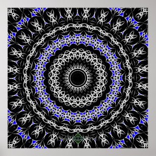 Poster Mandala Tribal Celtique (Bleu)