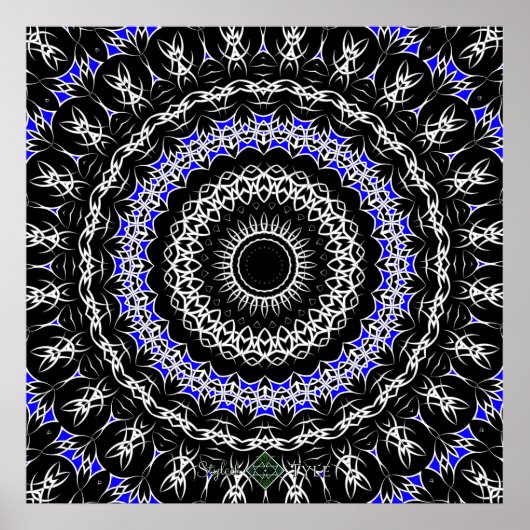 Poster Mandala Tribal Celtique (Bleu) (Devant)