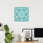 Poster Mandala turquoise et blanc - Loerganen Spruce Bleu (Bureau à domicile)