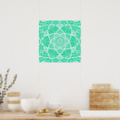 Poster Mandala turquoise et blanc - Loergann en Cèdre (Cuisine)