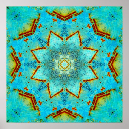 Poster Mandala turquoise et rouille (Devant)