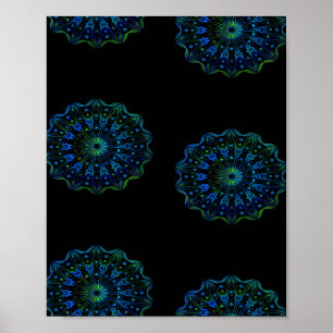 Poster Mandala vert bleu
