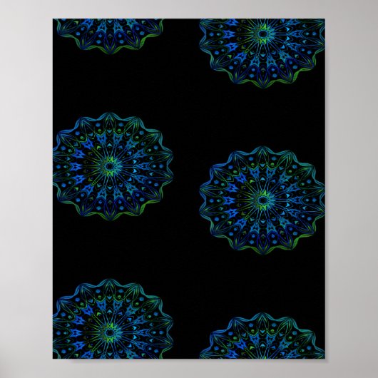 Poster Mandala vert bleu (Devant)