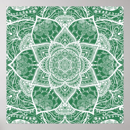 Poster Mandala vert et blanc - Loergann à Rosemary (Devant)