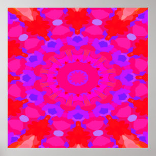 Poster Mandala violet, rose et orange