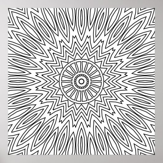 Poster Mandala Zigzag Explosif avec Motif de Lignes Super (Devant)