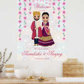 Poster Mandalas de fleurs roses illustration couple indie (Cuisine)