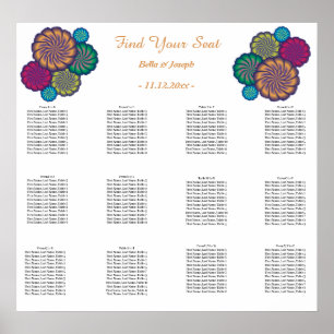 Poster Mandalas Florales Blanches Modernes. Mariage