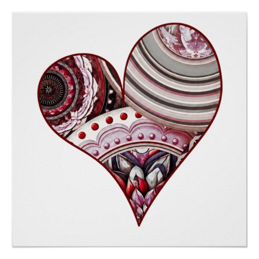 Poster Mandalas Vintage Cœur (Devant)