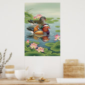 Poster Mandarin Canards Feng Shui Peinture - Amour & Harm (Cuisine)