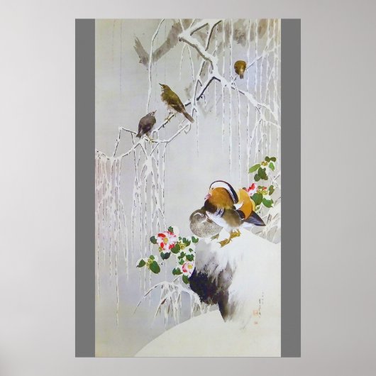 Poster Mandarin Duck in Snow Scene, Watanabe Seitei (Devant)