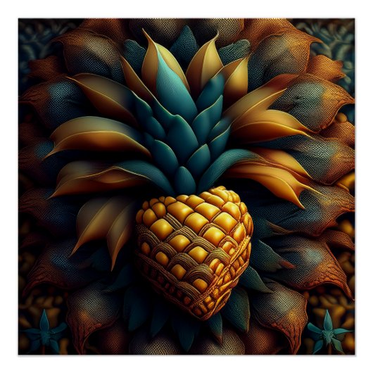 Poster Mandelbrot ananas fractal (Devant)