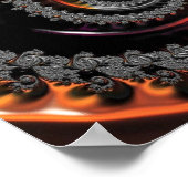 Poster Mandelbrot argenté et orange avec sphère (Coin)