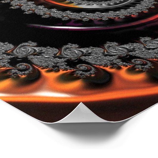 Poster Mandelbrot argenté et orange avec sphère (Coin)