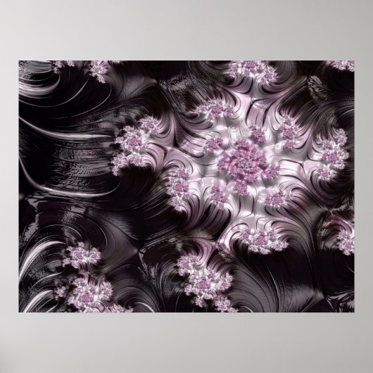 Poster Mandelbrot Set Art numérique fractal rose et noir (Devant)