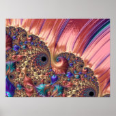 Poster Mandelbrot Set Art numérique fractal rose et or (Devant)