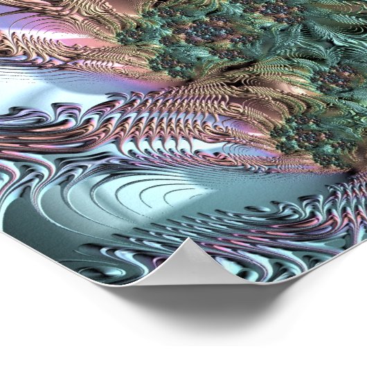 Poster Mandelbrot Set Fractal Art numérique Turquoise ver (Coin)
