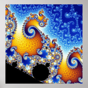 Poster Mandelbrot Set Satellite Double Spiral Fractal
