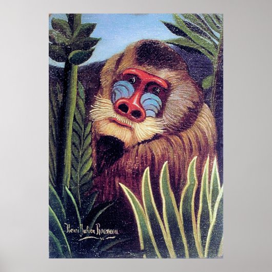 Poster "Mandrill in the Jungle" de Rousseau (vers 1909) (Devant)