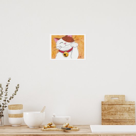 Poster Maneki Neko Lucky Calico Cat Art Imprimer (Cuisine)