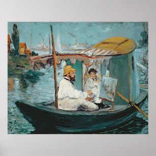 Poster Manet Monet dans son studio de flottement, 1874