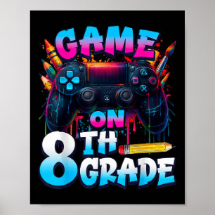 Poster Manette de jeu activée 8e année premier jour d'éco