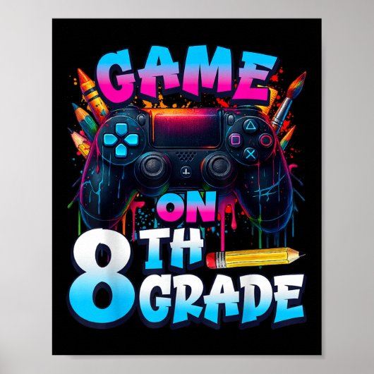 Poster Manette de jeu activée 8e année premier jour d'éco (Devant)