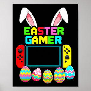 Poster Manette de jeu Bunny drôle pour garçons joueurs de