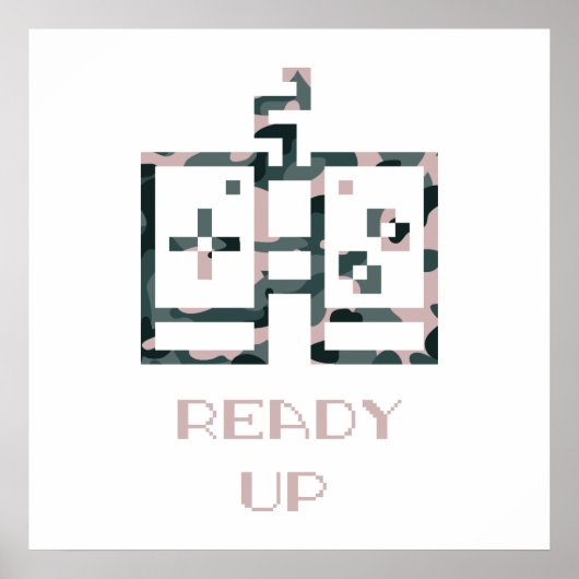 Poster Manette de jeu camouflage rose prête pour le gamer (Devant)