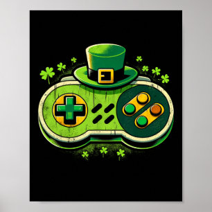Poster Manette de jeu Leprechaun St. Paddys Joueur