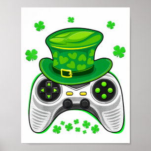 Poster Manette de jeu Shamrock Gamer St Patricks Day Gam