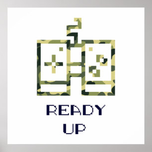 Poster Manette de jeu vidéo camouflage prête pour le joue
