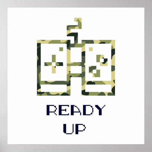 Poster Manette de jeu vidéo camouflage prête pour le joue (Devant)