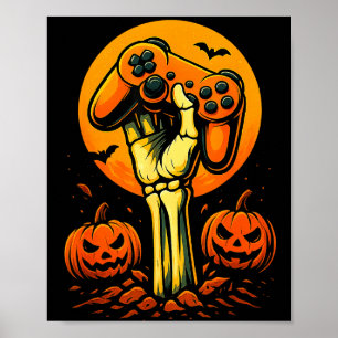 Poster Manette de jeu vidéo de squelette d'Halloween B
