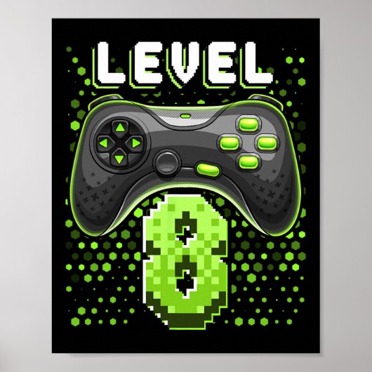 Poster Manette de jeu vidéo niveau 8 8e anniversaire G (Devant)