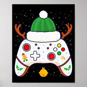Poster Manette de jeu vidéo pour joueur de Noël