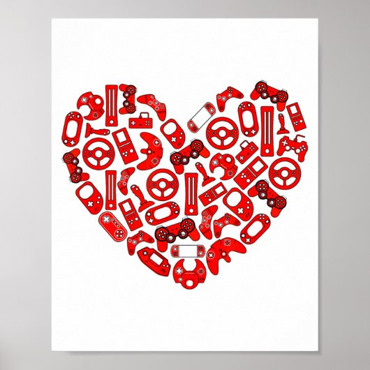 Poster Manette de jeu vidéo pour la Saint-Valentin pour g (Devant)