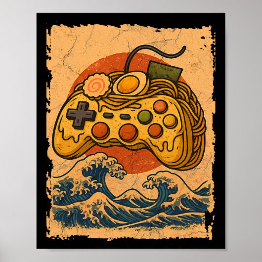 Poster Manette de jeu vidéo Ramen (Devant)