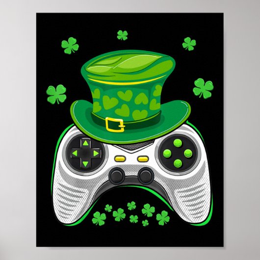 Poster Manette de jeu vidéo Shamrock Gamer Saint-Patrick (Devant)