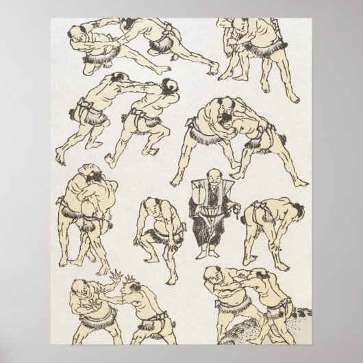 Poster Manga: studies of gestures and postures of wrestle (Devant)