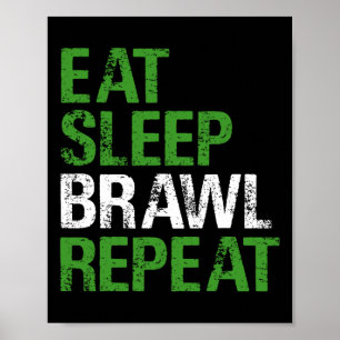 Poster Mange Sleep Brawl Répéter Gamer Jeu Drôle Pour Les