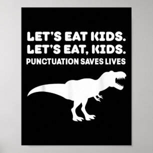 Poster Mangeons les enfants Dinosaur T-rex Dino Ponctuati