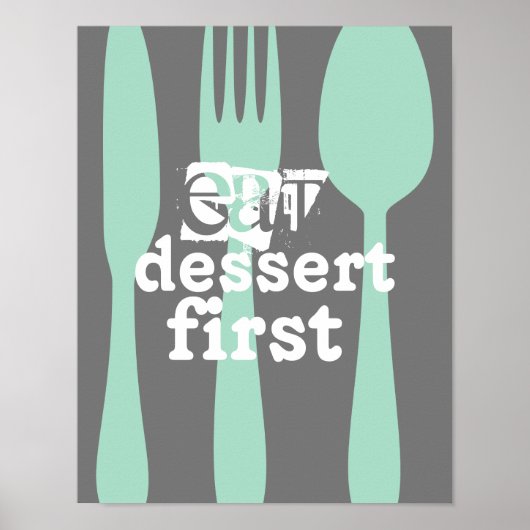 Poster manger dessert premier mot art mignon (Devant)